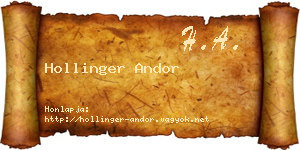 Hollinger Andor névjegykártya